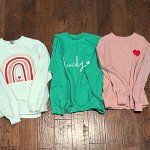 Gildan Women's Sweatshirt Set - White, Green, Pink